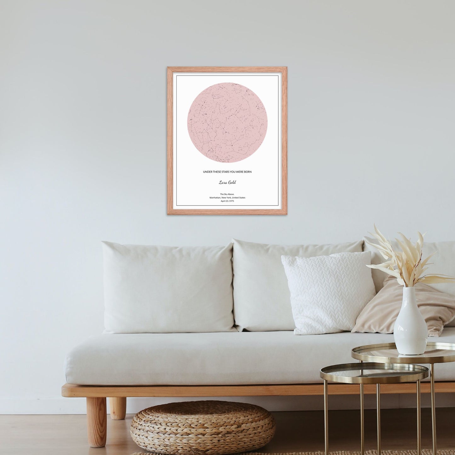 Rose Blush Star Map poster on the wall
