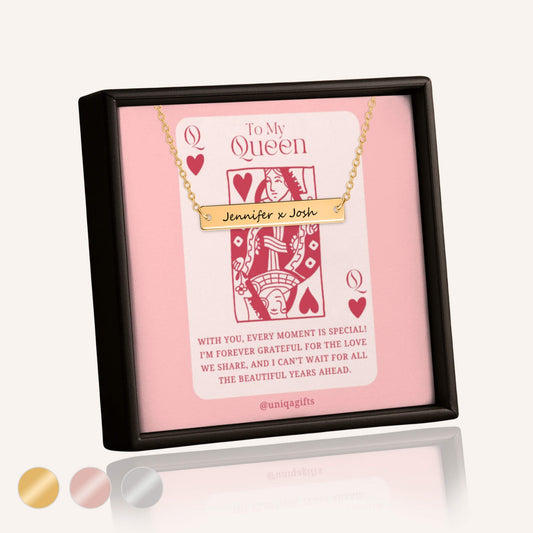 His & Hers Bar Necklace, To My Queen