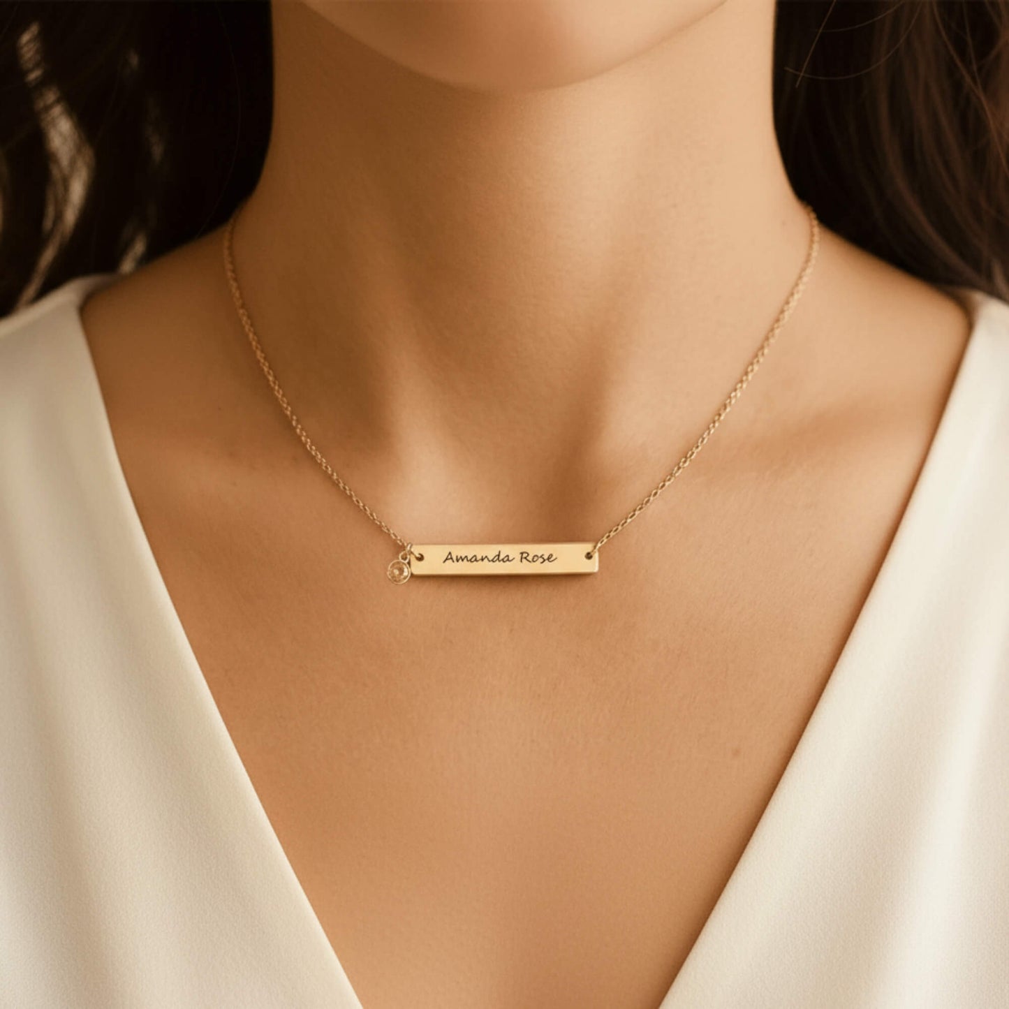 Birthstone Name Bar Necklace - Christmas Edition
