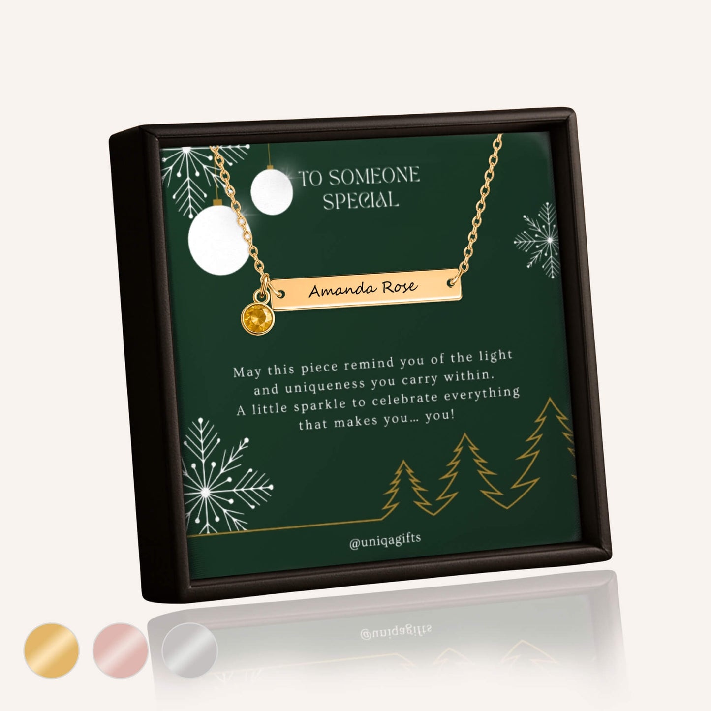 Birthstone Name Bar Necklace - Christmas Edition