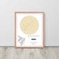 Custom Star Map poster for newborn baby, Tan Brown, Hippo design 