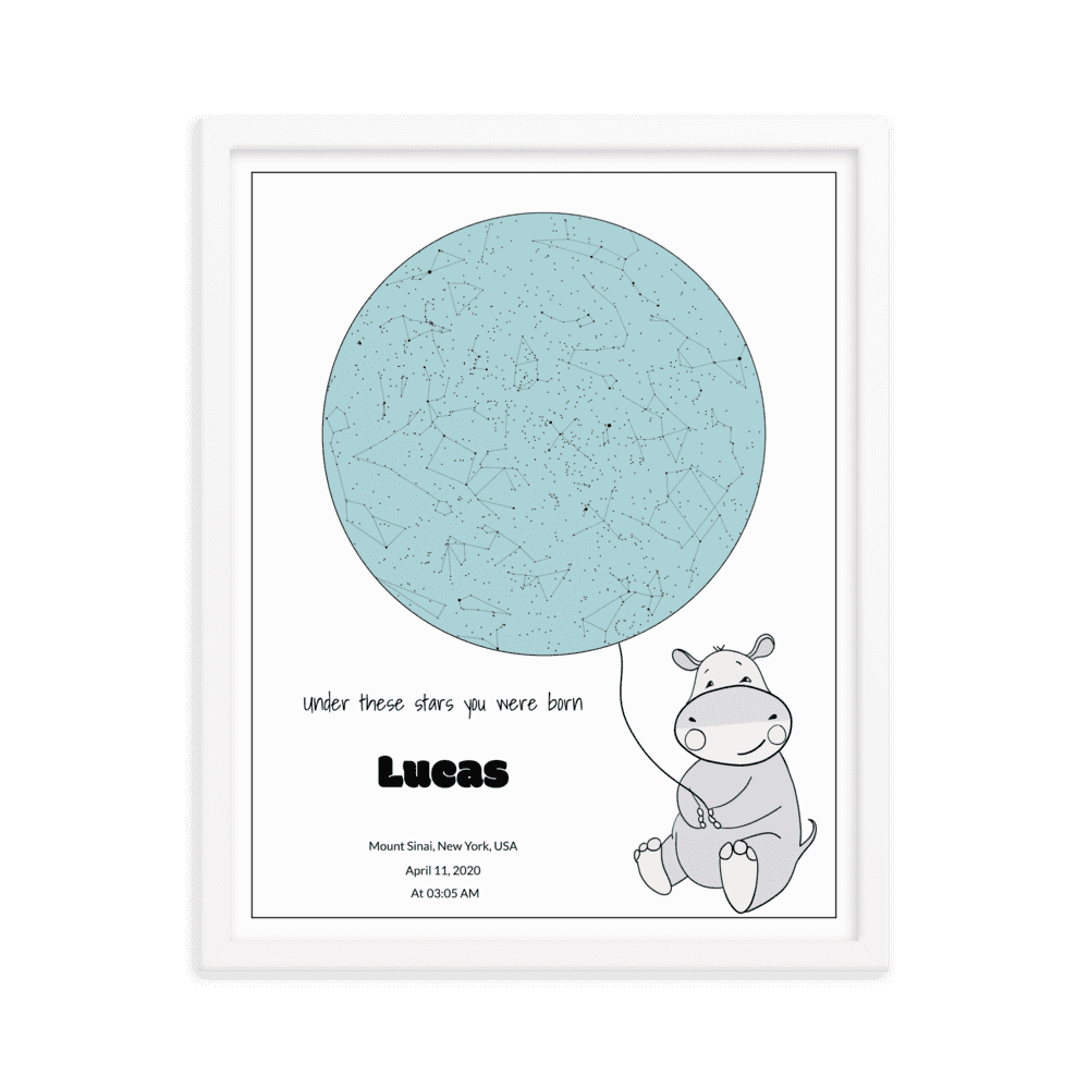 Hippo Star Map for Baby, Blue Mist