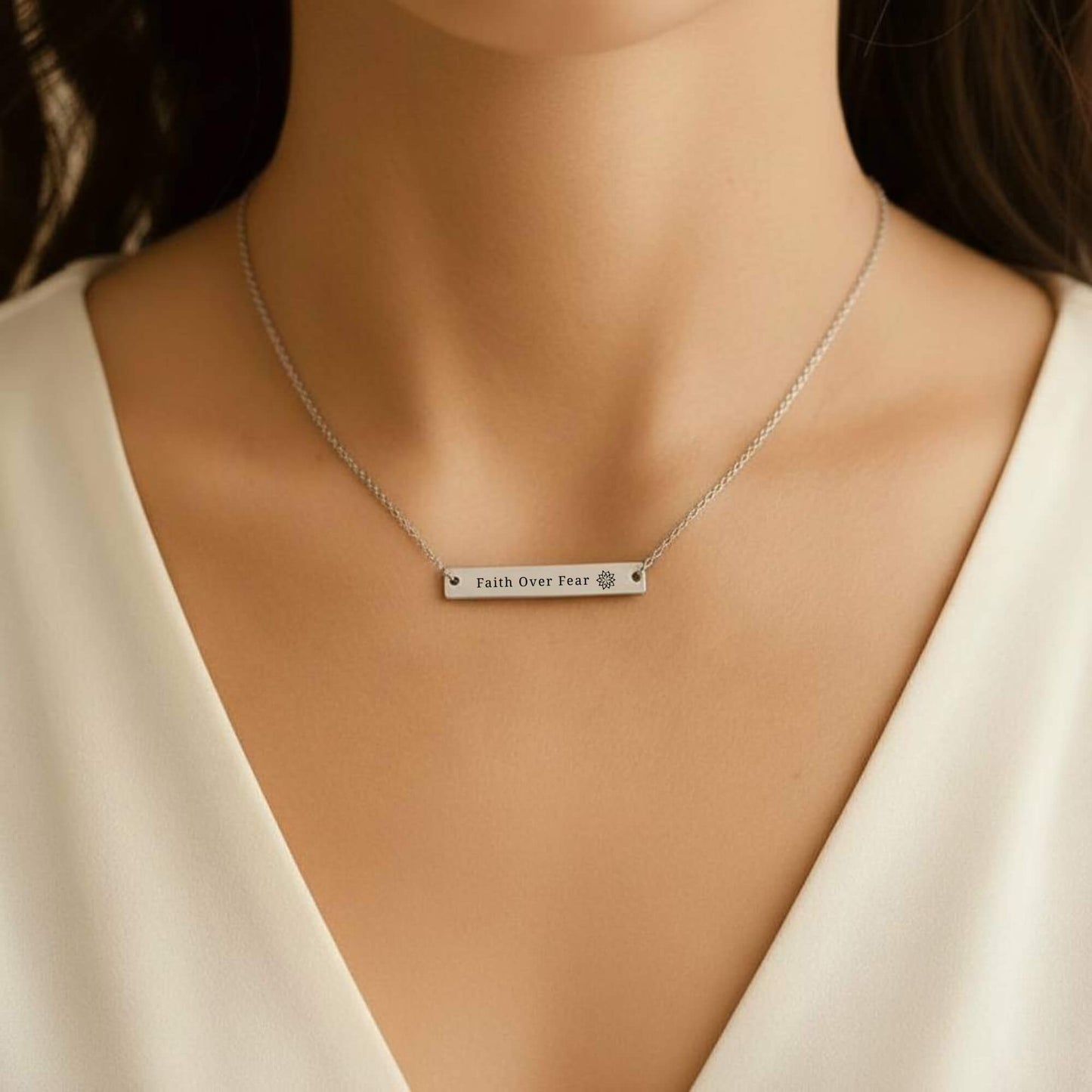 My Mantra Bar Necklace - Faith Over Fear