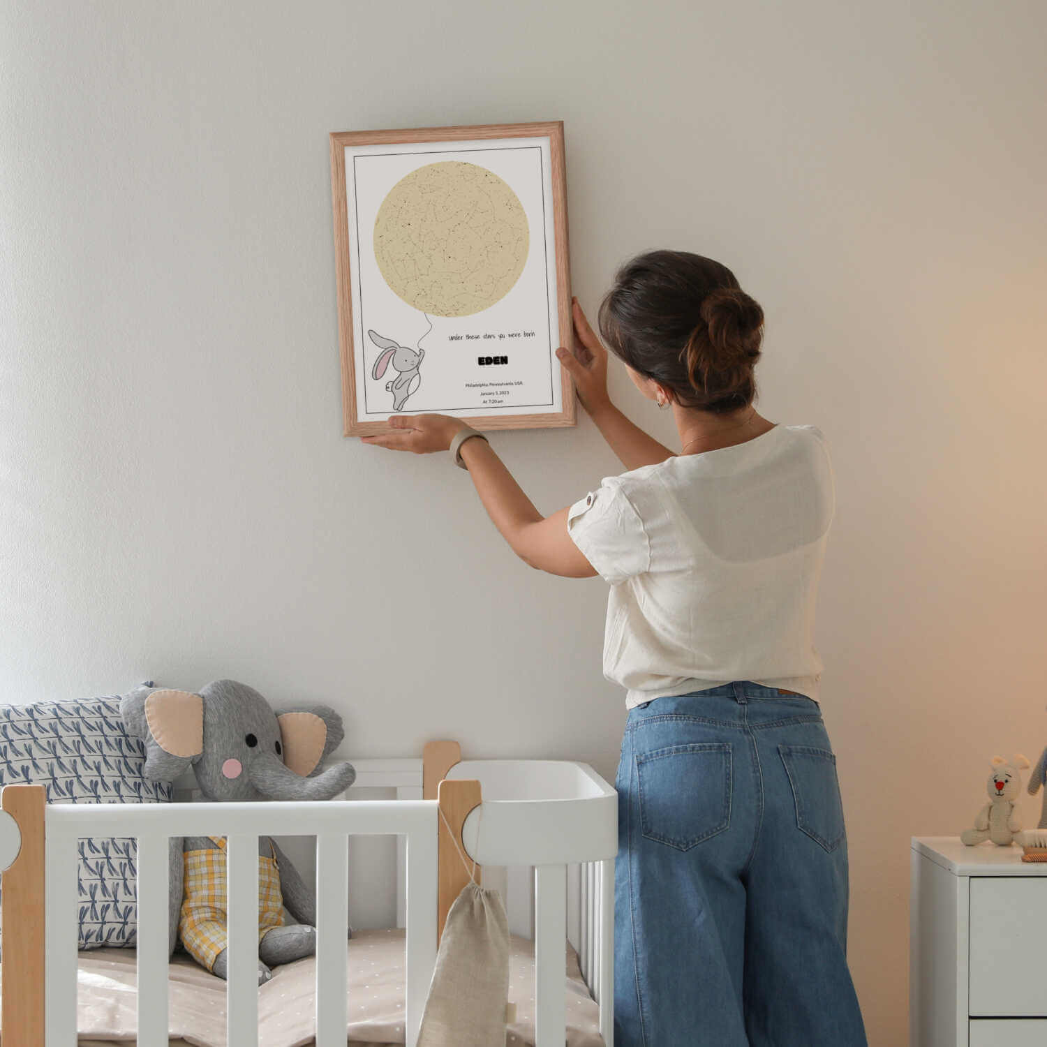 Yellow Star Map in nursery room